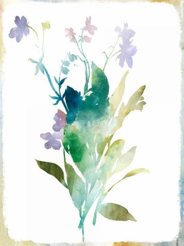 Summer Botanical I Black Ornate Wood Framed Art Print with Double Matting by PI Galerie