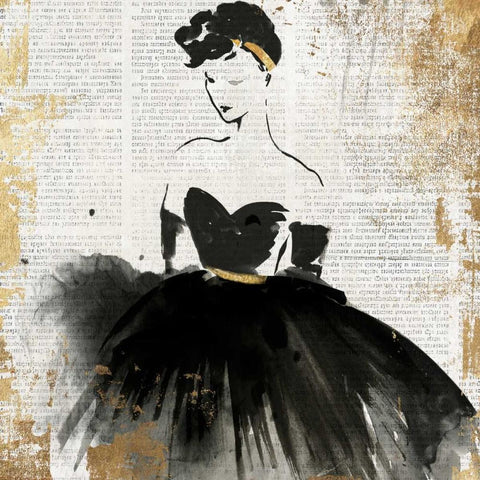 Lady in Black I White Modern Wood Framed Art Print by PI Studio