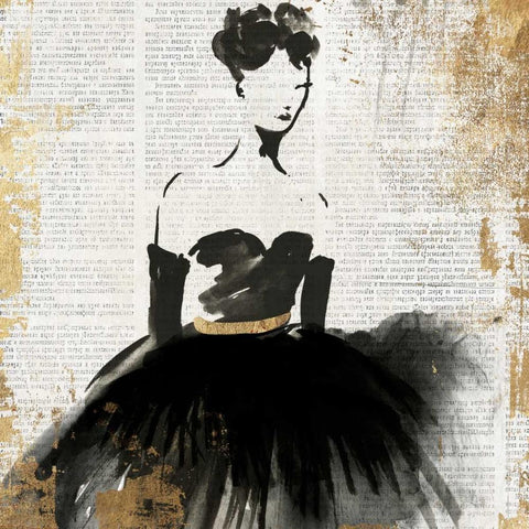 Lady in Black II Black Modern Wood Framed Art Print with Double Matting by PI Studio