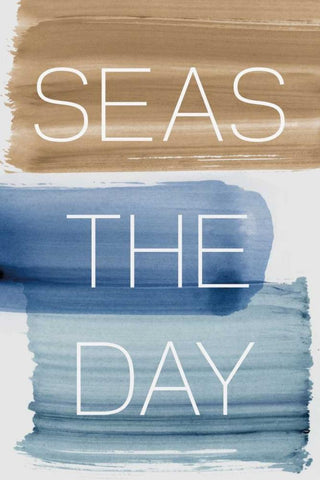 Seas the Day White Modern Wood Framed Art Print with Double Matting by PI Studio