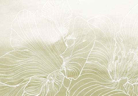 Golden Florals  White Modern Wood Framed Art Print with Double Matting by Collabera, Pamela