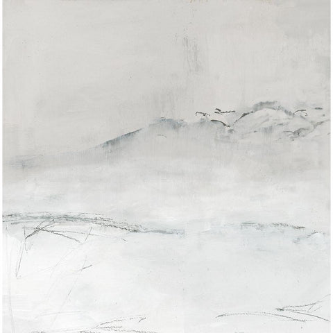 Mountains On A Winter Morning  White Modern Wood Framed Art Print by PI Studio