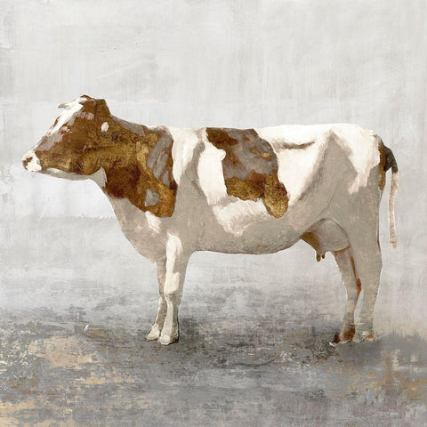 Rustic Brown Cow White Modern Wood Framed Art Print by Pi Studio