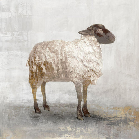 Rustic White Sheep Black Modern Wood Framed Art Print by Pi Studio