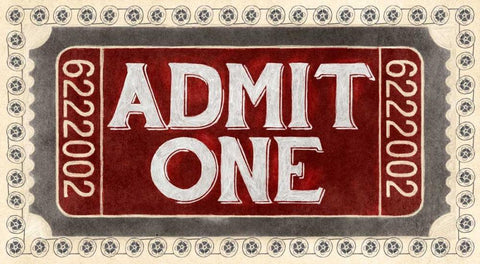 Admit One Black Ornate Wood Framed Art Print with Double Matting by PI Studio