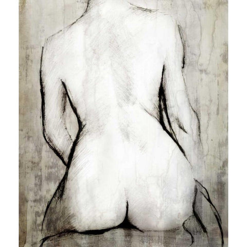 Nude Back Black Modern Wood Framed Art Print with Double Matting by PI Studio