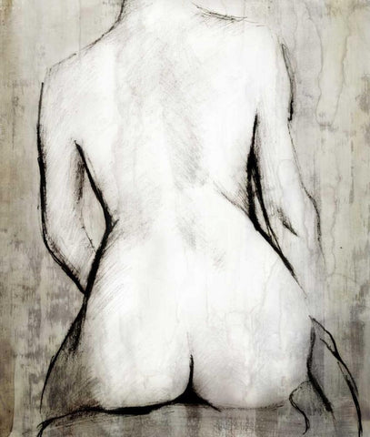 Nude Back White Modern Wood Framed Art Print with Double Matting by PI Studio