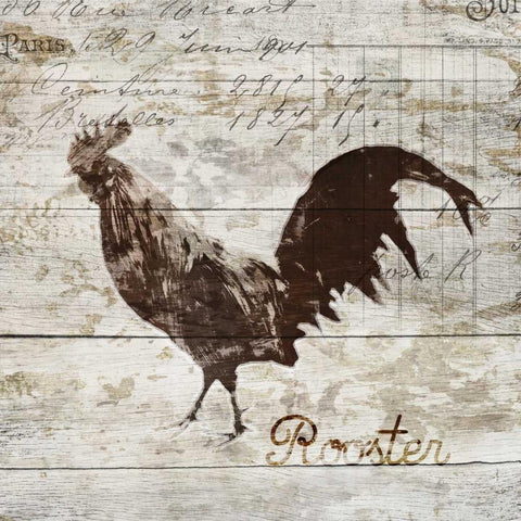 Rooster Black Ornate Wood Framed Art Print with Double Matting by PI Studio
