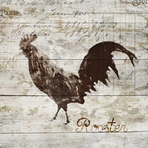 Rooster White Modern Wood Framed Art Print by PI Studio