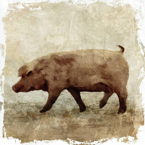 Pig white border White Modern Wood Framed Art Print by PI Studio