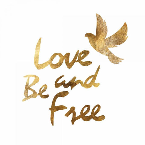 Love and Be Free with Bird White Modern Wood Framed Art Print with Double Matting by PI Studio