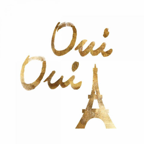 Oui Oui with Eiffel White Modern Wood Framed Art Print by PI Studio