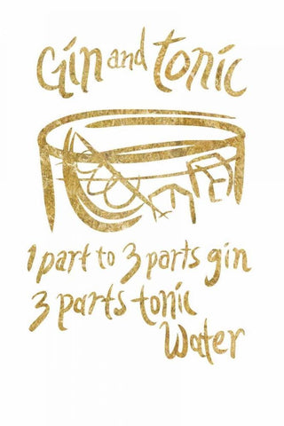 Gin and Tonic gold Black Ornate Wood Framed Art Print with Double Matting by PI Studio