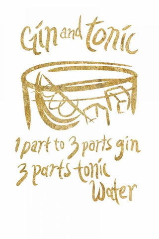 Gin and Tonic gold White Modern Wood Framed Art Print with Double Matting by PI Studio