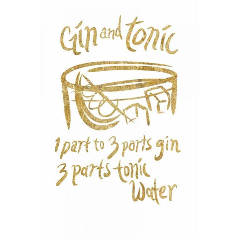 Gin and Tonic gold Gold Ornate Wood Framed Art Print with Double Matting by PI Studio