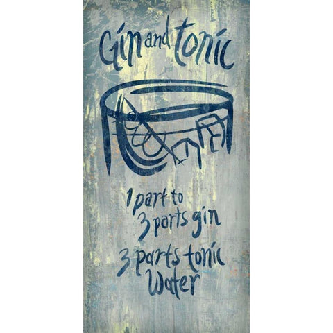 Gin and Tonic Blue White Modern Wood Framed Art Print by PI Studio