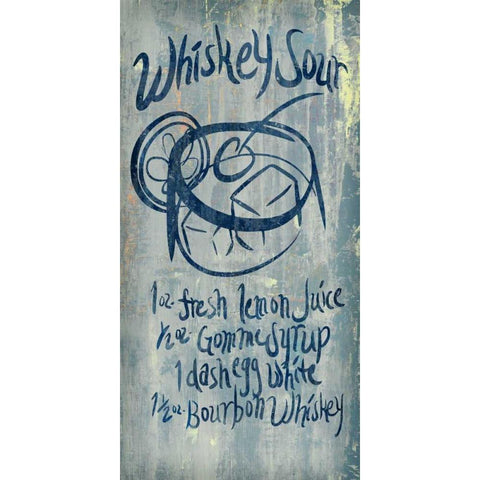 Whiskey Sour Blue White Modern Wood Framed Art Print by PI Studio