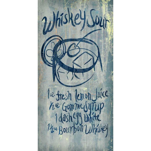 Whiskey Sour Blue Gold Ornate Wood Framed Art Print with Double Matting by PI Studio