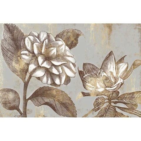 Magnolia Blooms Gold Ornate Wood Framed Art Print with Double Matting by PI Studio