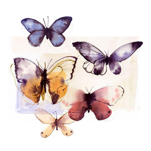 Butterfly Fly Away III  White Modern Wood Framed Art Print by PI Studio