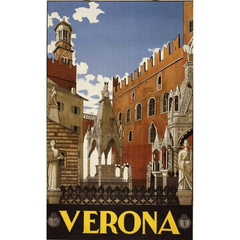 Verona Black Modern Wood Framed Art Print by PI Collection