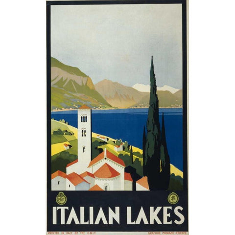 Italian Lakes Black Modern Wood Framed Art Print by PI Collection