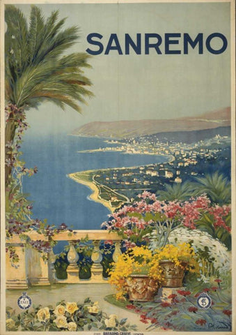 San Remo White Modern Wood Framed Art Print with Double Matting by PI Collection