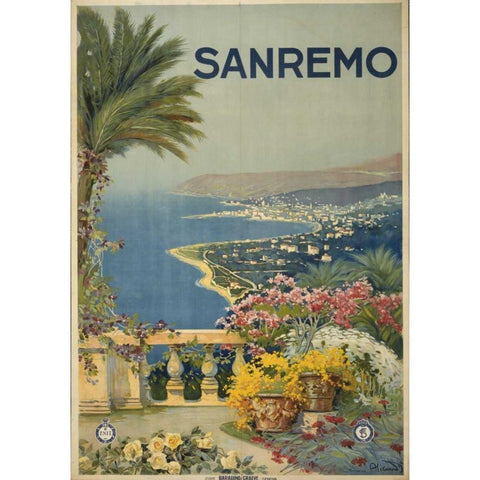 San Remo Black Modern Wood Framed Art Print by PI Collection