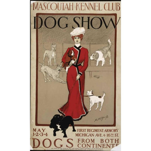 Dog Show Black Modern Wood Framed Art Print with Double Matting by PI Collection