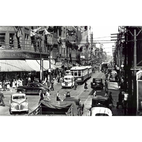 Yonge St Gold Ornate Wood Framed Art Print with Double Matting by PI Collection