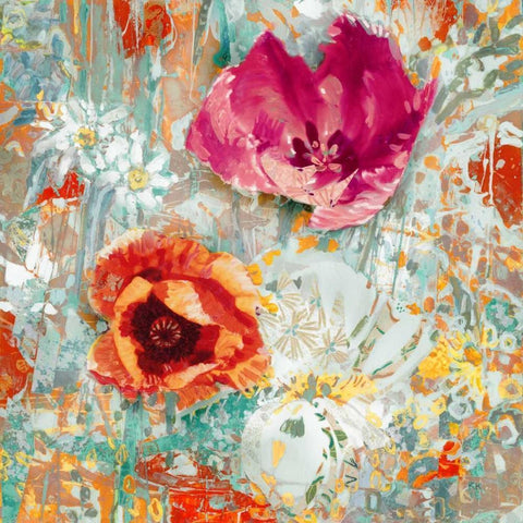 Flower Gathering I Black Modern Wood Framed Art Print with Double Matting by Kelly, Rea