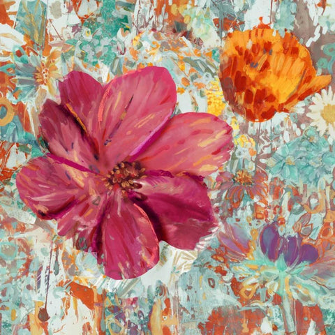 Flower Gathering II Black Modern Wood Framed Art Print by Kelly, Rea
