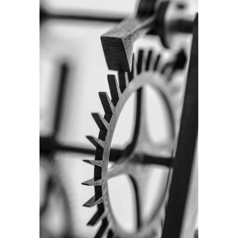 Gears III Black Modern Wood Framed Art Print with Double Matting by Rick Cotter