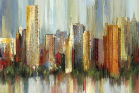 Metropolis White Modern Wood Framed Art Print with Double Matting by Reeves, Tom