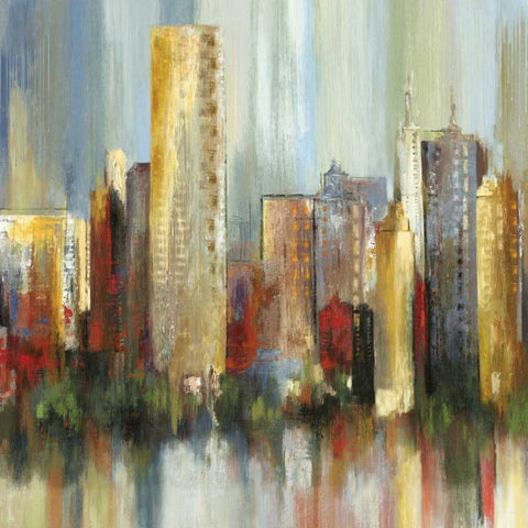 Metropolis I - Mini White Modern Wood Framed Art Print by Reeves, Tom