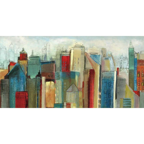 Sunlight City Black Modern Wood Framed Art Print with Double Matting by Reeves, Tom