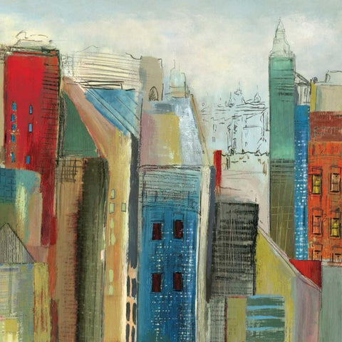 Sunlight City II Black Ornate Wood Framed Art Print with Double Matting by Reeves, Tom