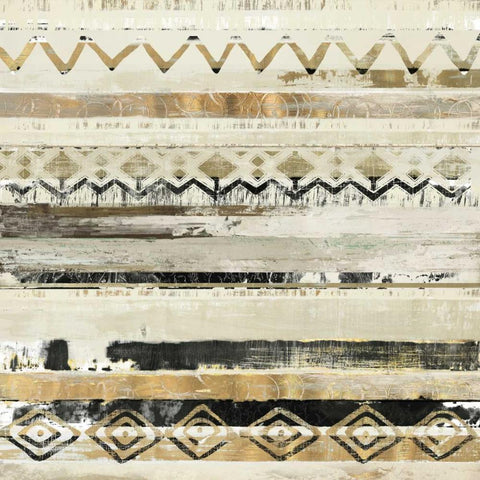 African Patchwork II White Modern Wood Framed Art Print with Double Matting by Reeves, Tom