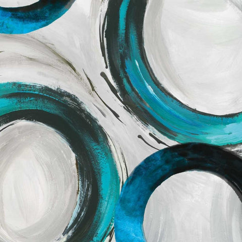 Teal Ring I Black Modern Wood Framed Art Print with Double Matting by Reeves, Tom