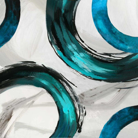 Teal Ring II Black Modern Wood Framed Art Print by Reeves, Tom