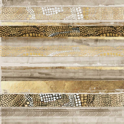 klimt stripes Gold Ornate Wood Framed Art Print with Double Matting by Reeves, Tom