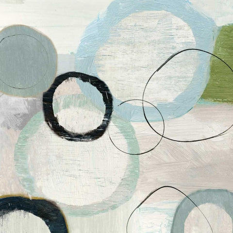 Soft Blue Rings I Black Modern Wood Framed Art Print with Double Matting by Reeves, Tom