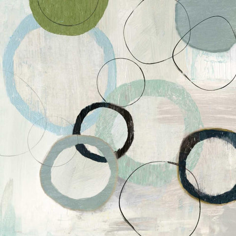 Soft Blue Rings II Black Modern Wood Framed Art Print with Double Matting by Reeves, Tom