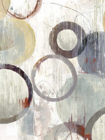 Distressed Rings I White Modern Wood Framed Art Print with Double Matting by Reeves, Tom
