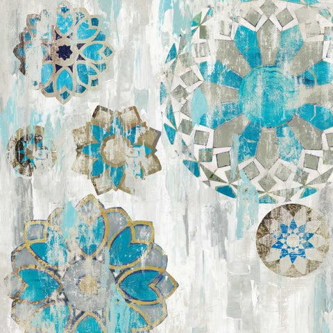 Suzani Blue I Black Ornate Wood Framed Art Print with Double Matting by Reeves, Tom
