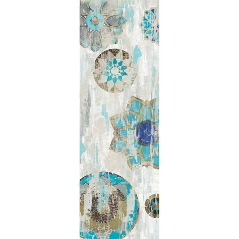 Suzani Blue III Gold Ornate Wood Framed Art Print with Double Matting by Reeves, Tom