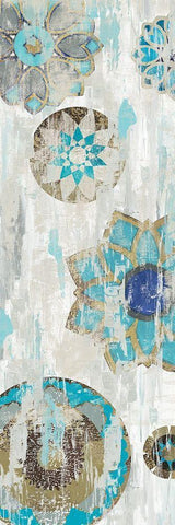 Suzani Blue III Black Ornate Wood Framed Art Print with Double Matting by Reeves, Tom