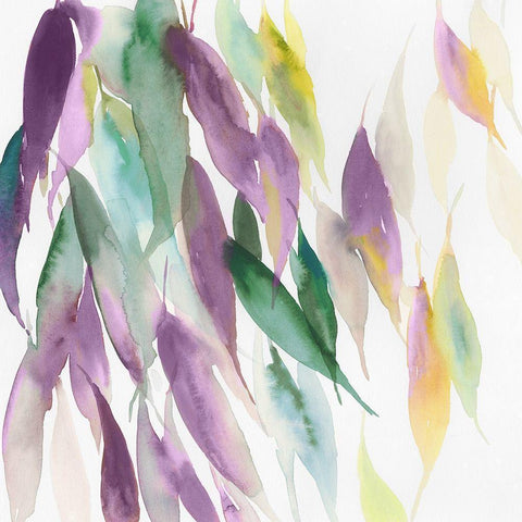 Fallen Colorful Leaves I Violet Version White Modern Wood Framed Art Print by Reeves, Tom