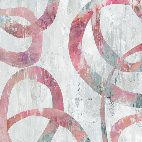 Pink Rings  White Modern Wood Framed Art Print by Reeves, Tom