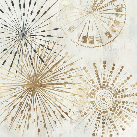 Golden Stars II  White Modern Wood Framed Art Print with Double Matting by Reeves, Tom
